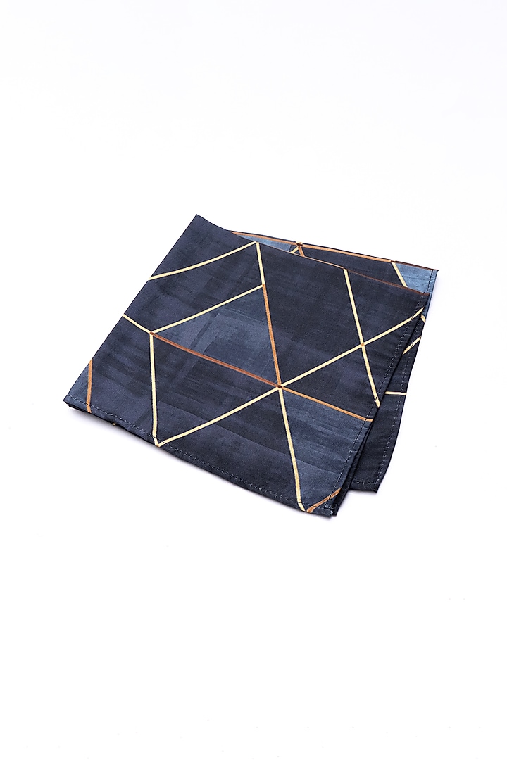 Grey Poly Silk Printed Pocket Square by Bubber Blu at Pernia's Pop Up Shop