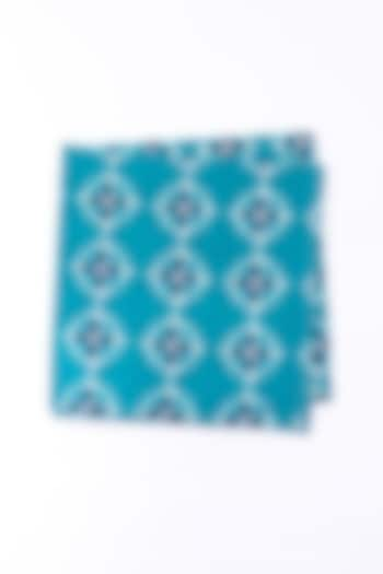 Turquoise Poly Cotton Printed Pocket Square by Bubber Blu at Pernia's Pop Up Shop