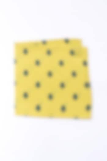Yellow Poly Crepe Printed Pocket Square by Bubber Blu