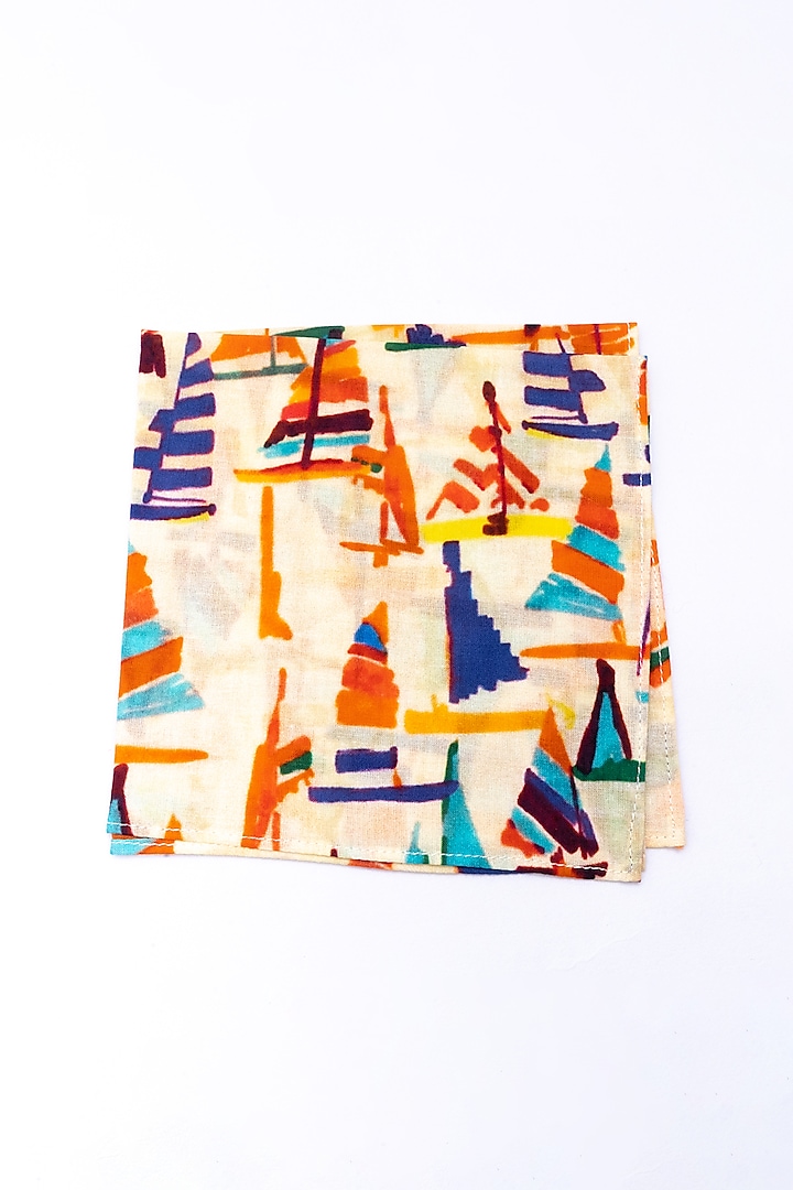 Multi-Colored Poly Cotton Printed Pocket Square by Bubber Blu