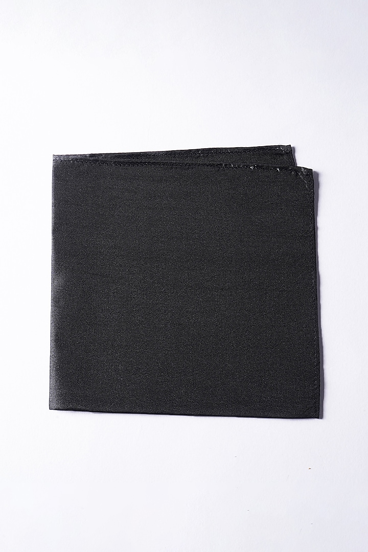 Black Poly Silk Pocket Square by Bubber Blu