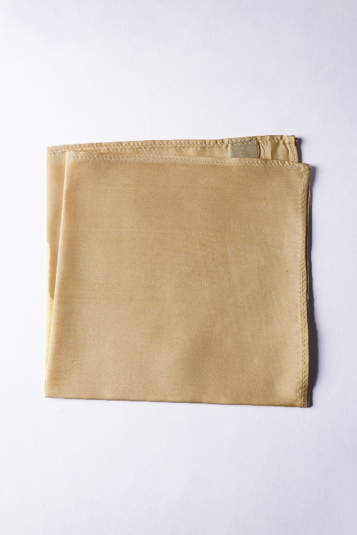 Beige Poly Silk Pocket Square by Bubber Blu