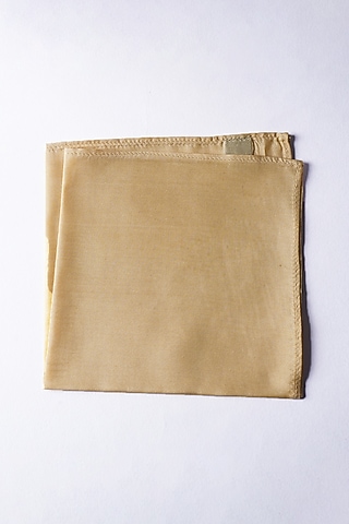 Beige Poly Silk Pocket Square by Bubber Blu