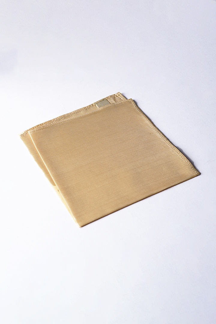 Beige Poly Silk Pocket Square by Bubber Blu at Pernia's Pop Up Shop