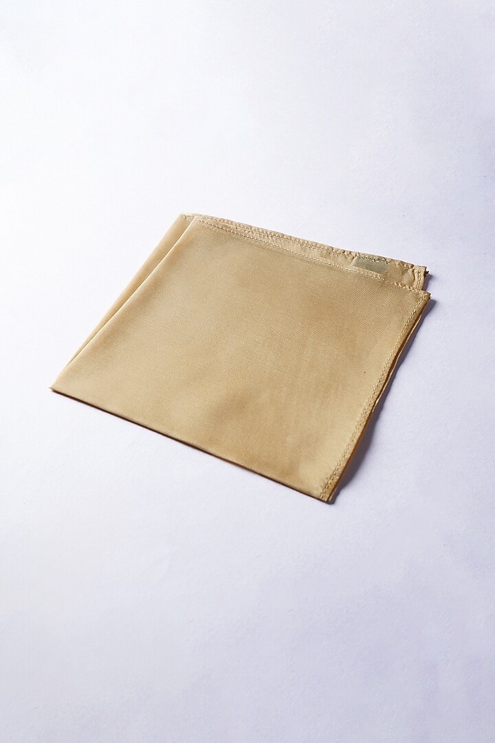 Beige Poly Silk Pocket Square by Bubber Blu at Pernia's Pop Up Shop
