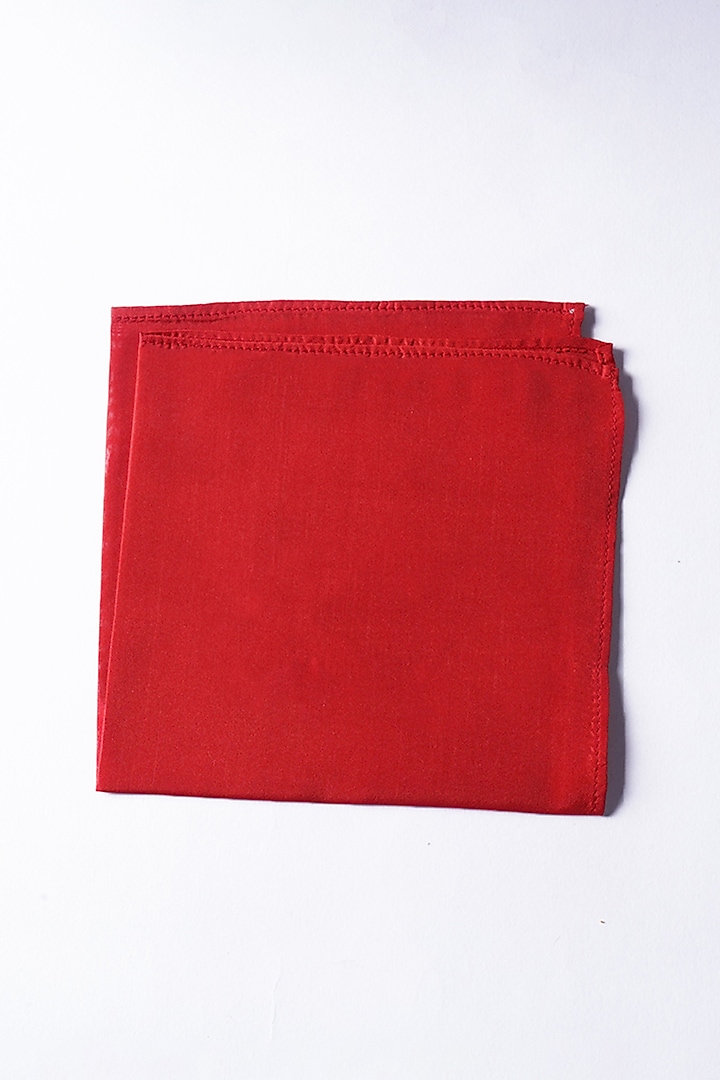 Red Poly Silk Pocket Square by Bubber Blu