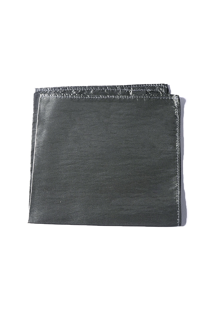 Charcoal Grey Poly Silk Pocket Square by Bubber Blu