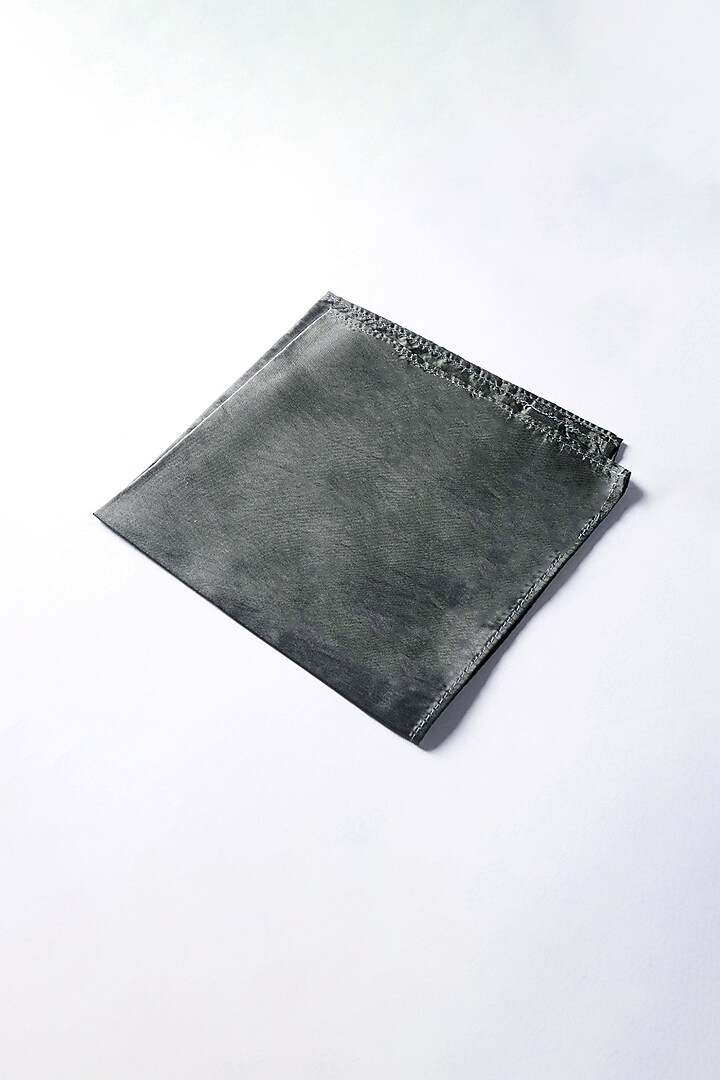 Charcoal Grey Poly Silk Pocket Square by Bubber Blu at Pernia's Pop Up Shop