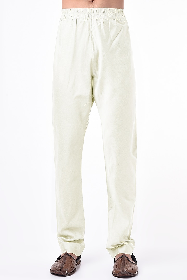 Off-White Poly Silk Aligarhi Pants by Bubber Blu