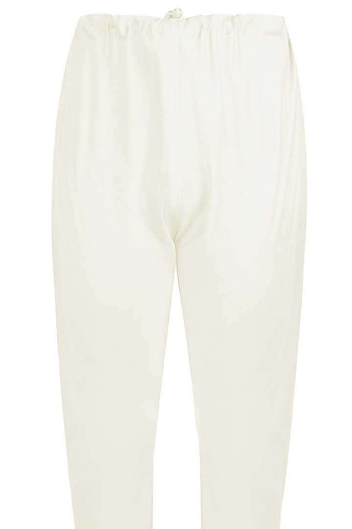 Off-White Poly Silk Churidar Pants by Bubber Blu at Pernia's Pop Up Shop