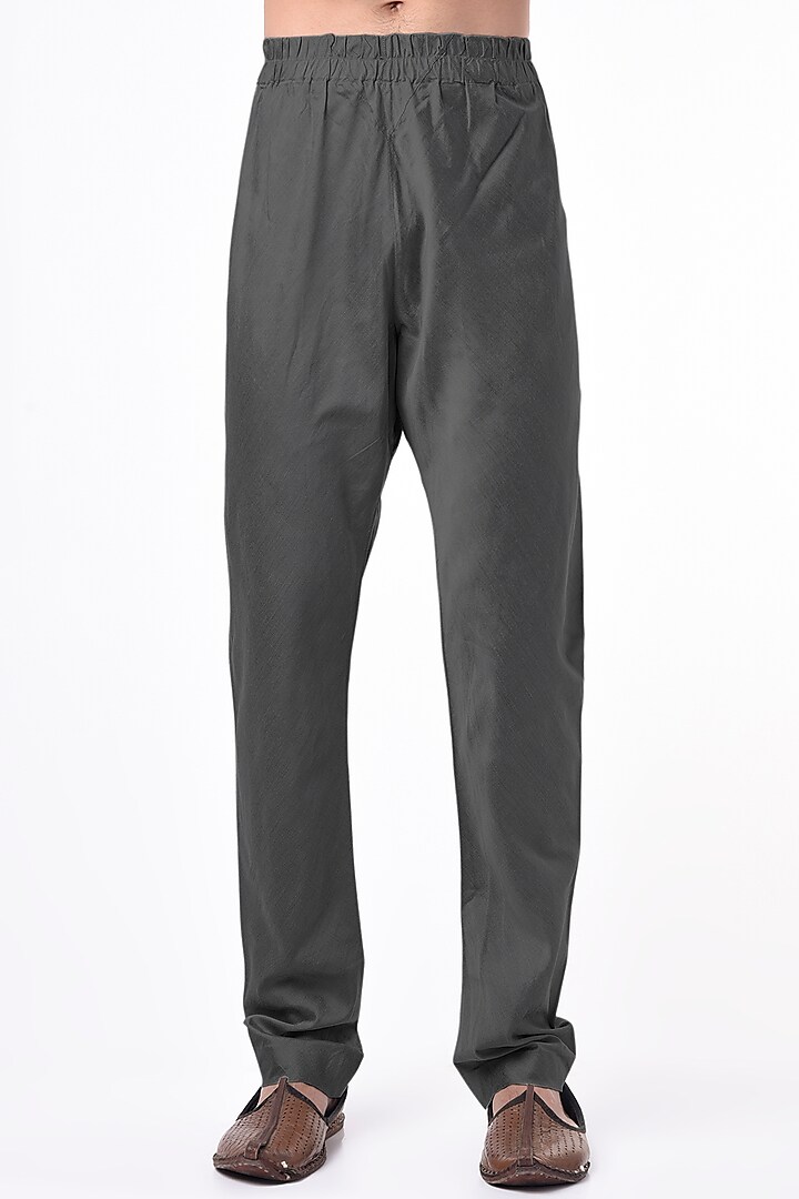 Grey Poly Silk Aligarhi Pants by Bubber Blu