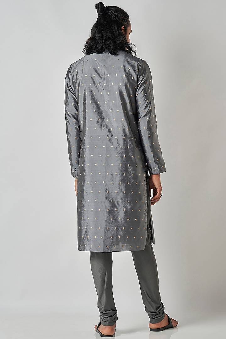 Grey Art Brocade Kurta Set by Bubber Blu at Pernia's Pop Up Shop