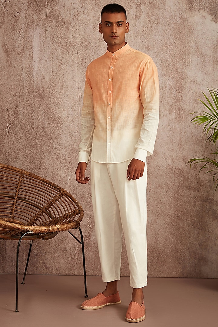 Peach Ombre Cotton Flax Shirt by BLUEHOUR