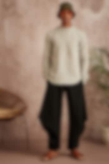 Black Cotton Flax Harem Pants by BLUEHOUR at Pernia's Pop Up Shop