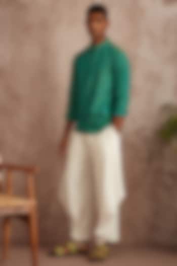 White Cotton Flax Harem Pants by BLUEHOUR at Pernia's Pop Up Shop