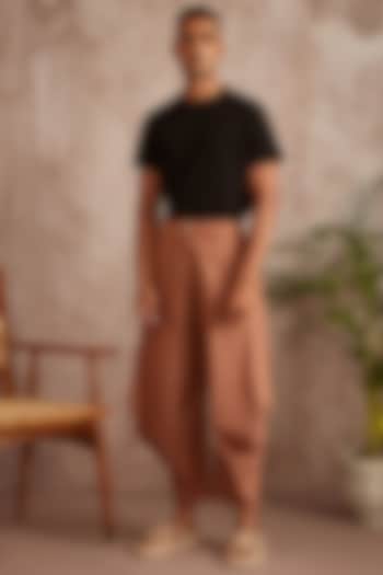 Beige Cotton Flax Harem Pants by BLUEHOUR at Pernia's Pop Up Shop