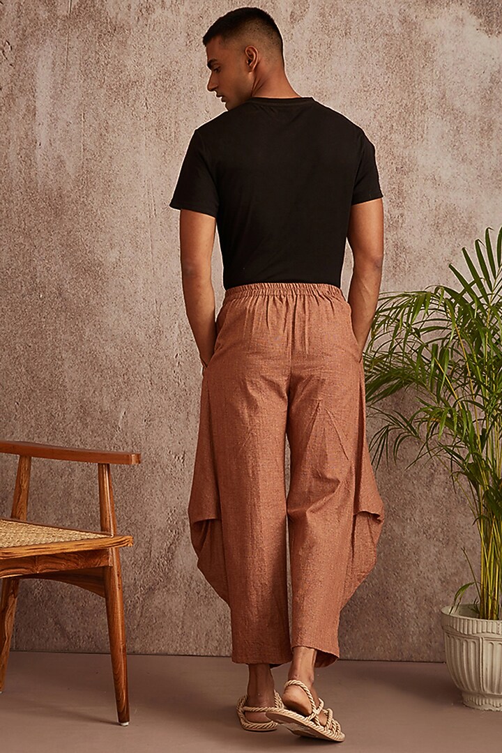 Beige Cotton Flax Harem Pants by BLUEHOUR at Pernia's Pop Up Shop