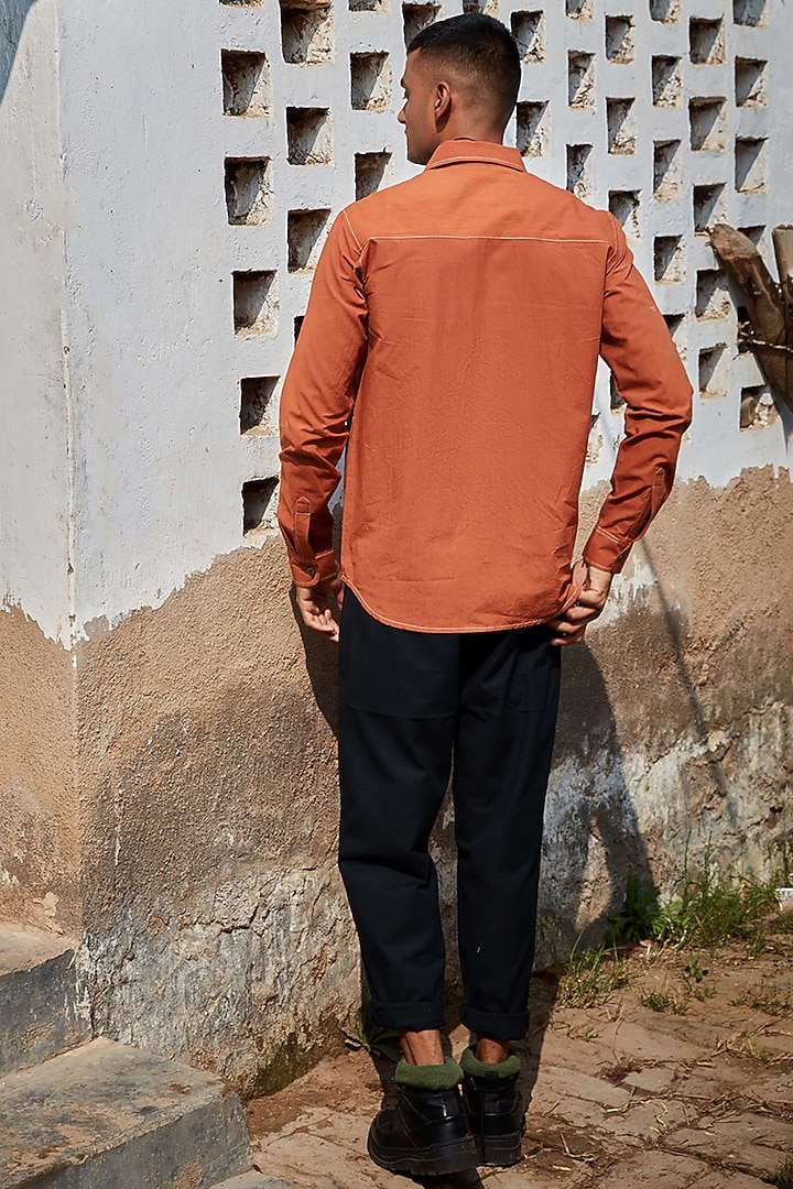 Orange Cotton Poplin Summer Shirt by BLUEHOUR at Pernia's Pop Up Shop