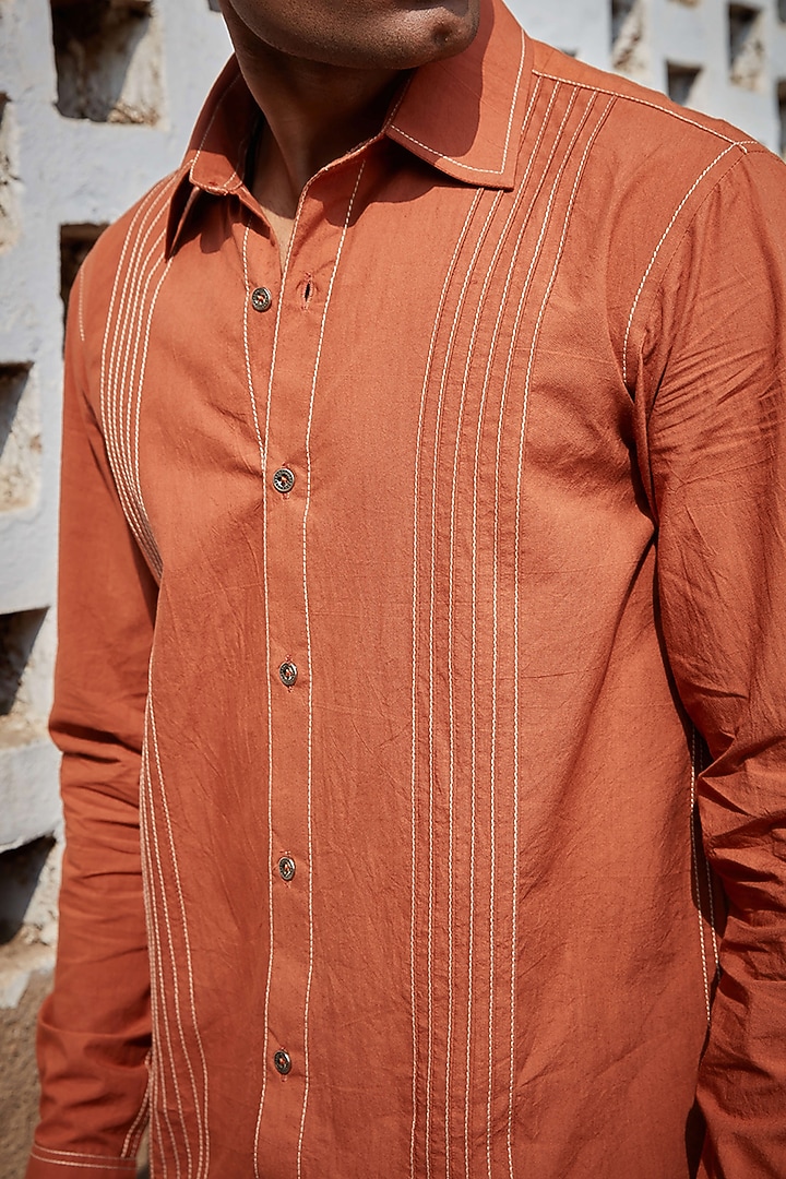 Orange Cotton Poplin Summer Shirt by BLUEHOUR at Pernia's Pop Up Shop
