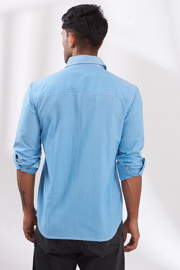 Blue Cotton Poplin Summer Shirt by BLUEHOUR at Pernia's Pop Up Shop
