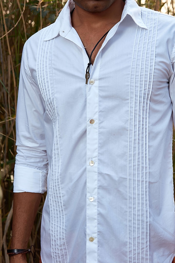 White Cotton Poplin Summer Shirt by BLUEHOUR at Pernia's Pop Up Shop