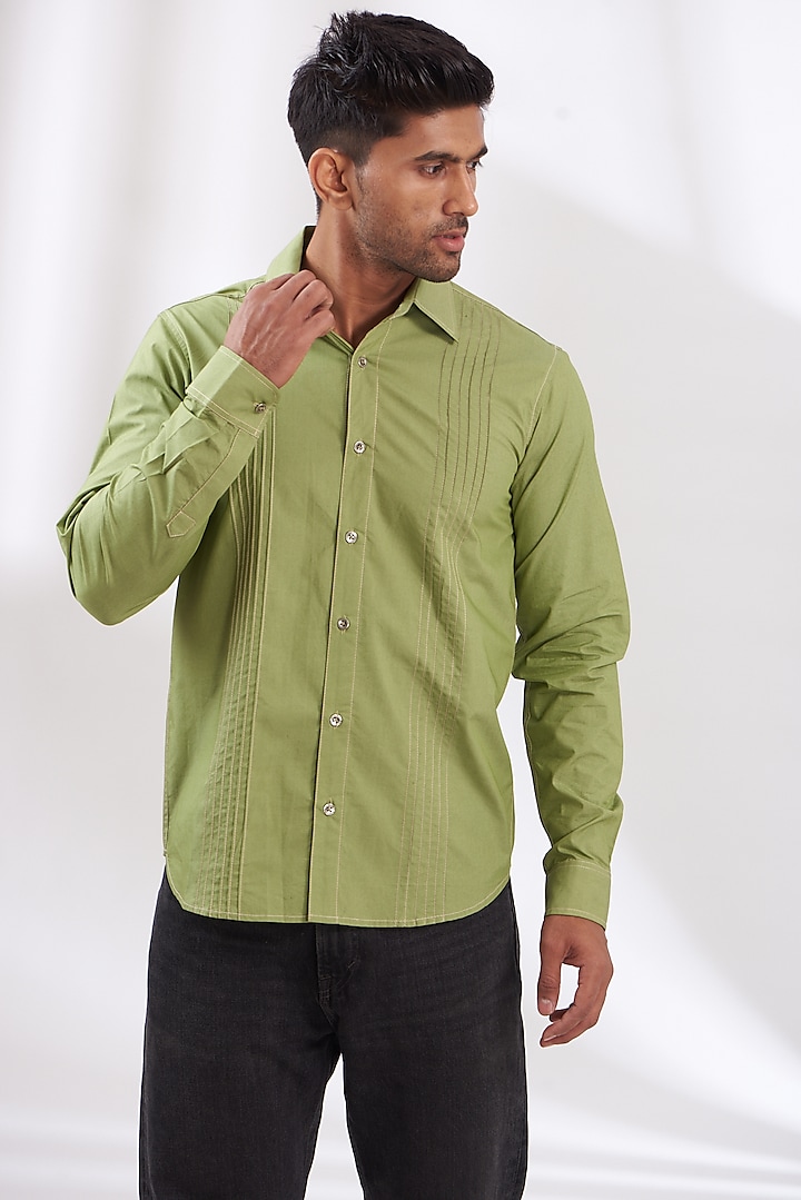 Green Cotton Poplin Shirt by BLUEHOUR