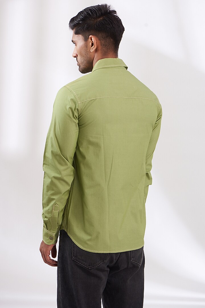 Green Cotton Poplin Summer Shirt by BLUEHOUR at Pernia's Pop Up Shop