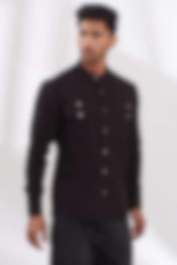 Black Mangalgiri Cotton Shirt by BLUEHOUR