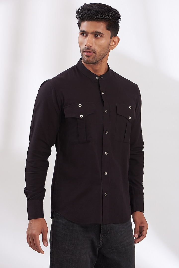Black Mangalgiri Cotton Shirt by BLUEHOUR