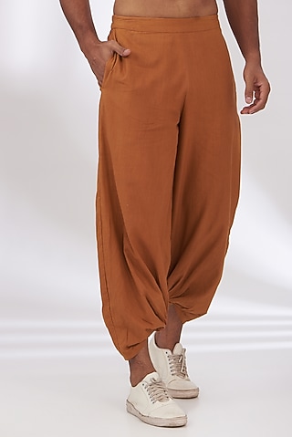 Orange Cotton Flex Trousers by BLUEHOUR