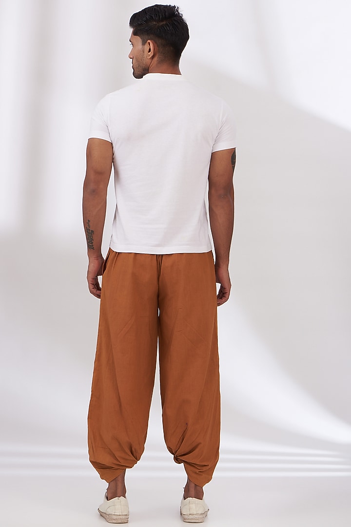 Orange Cotton Flex Trousers by BLUEHOUR at Pernia's Pop Up Shop