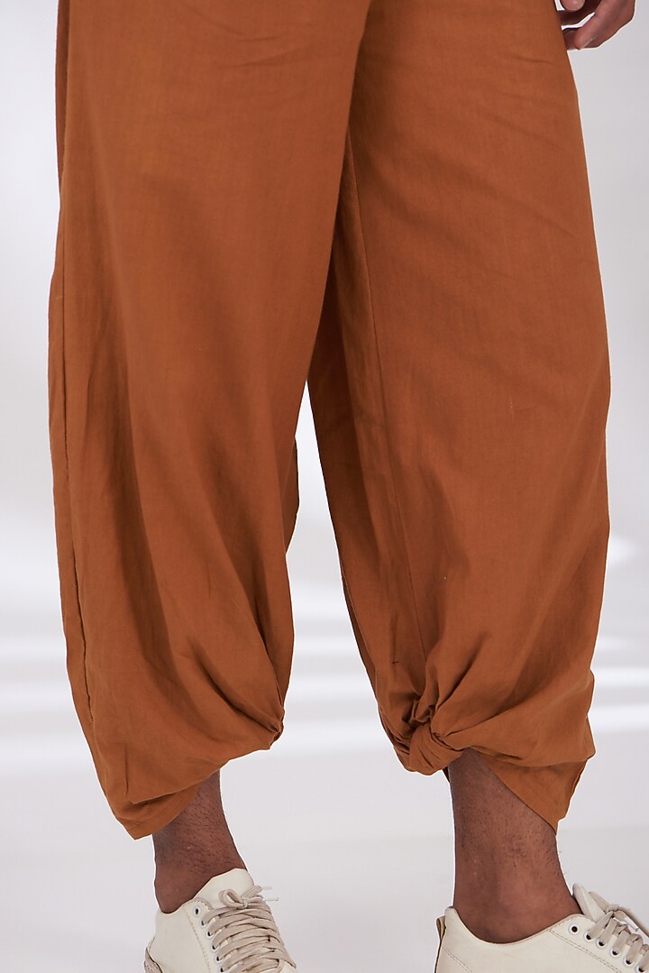 Orange Cotton Flex Trousers by BLUEHOUR at Pernia's Pop Up Shop