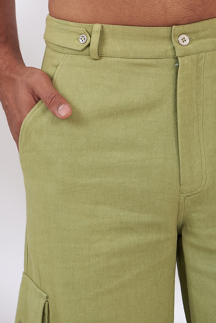 Green Cotton Twill Shorts by BLUEHOUR at Pernia's Pop Up Shop