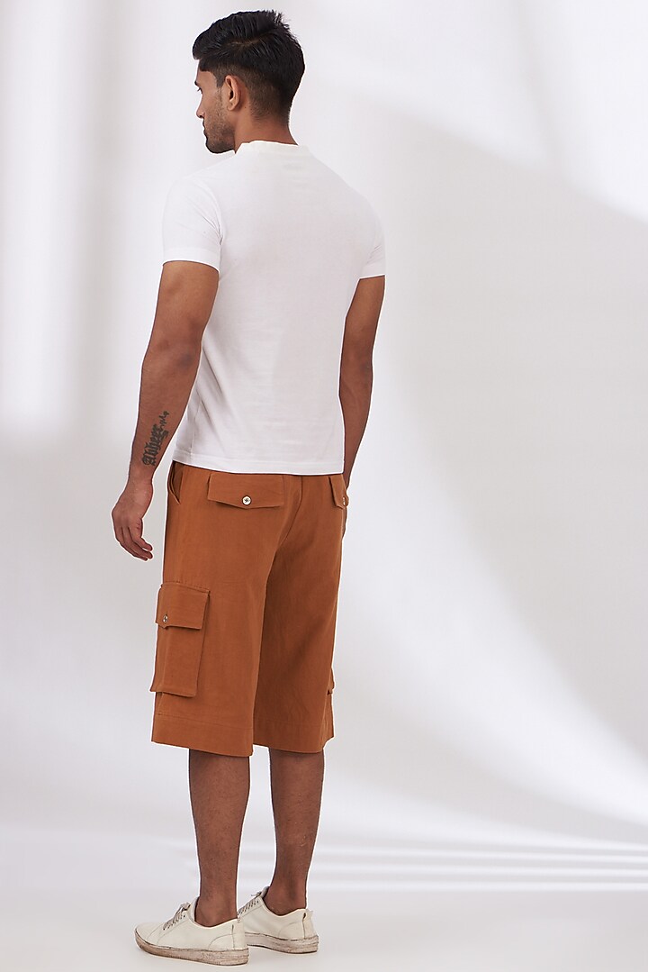 Orange Cotton Twill Shorts by BLUEHOUR at Pernia's Pop Up Shop