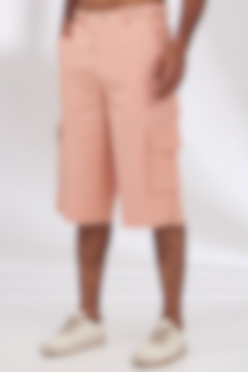 Peach Cotton Twill Shorts by BLUEHOUR