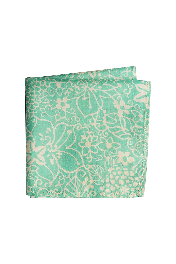 Blue Printed Silk Pocket Square by Bubber Couture at Pernia's Pop Up Shop