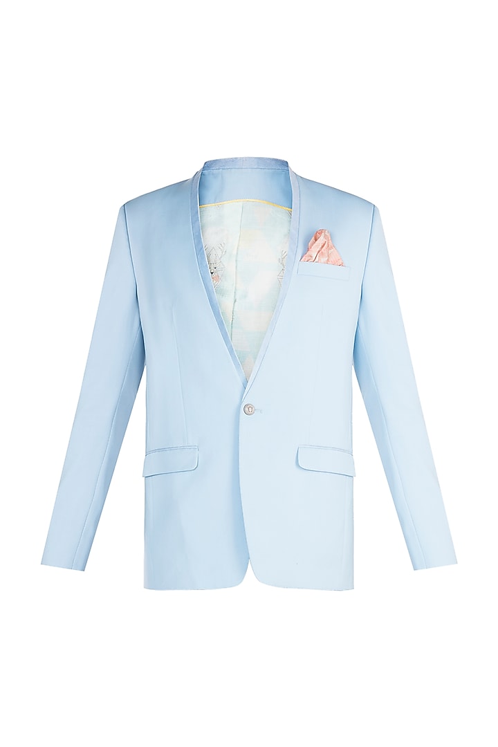 Cyan Corduroy Lapel Jacket by Bubber Couture