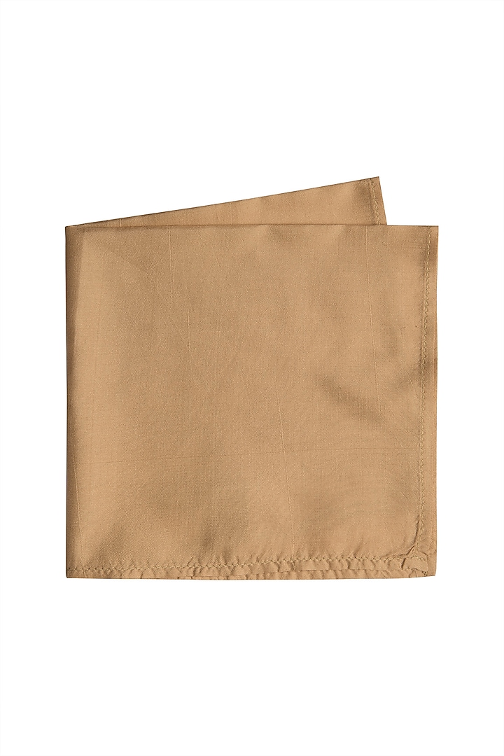 Beige Silk Pocket Square by Bubber Couture