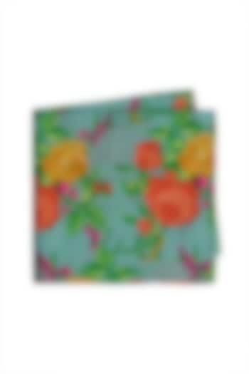Mint Blue Printed Pocket Square by Bubber Couture at Pernia's Pop Up Shop