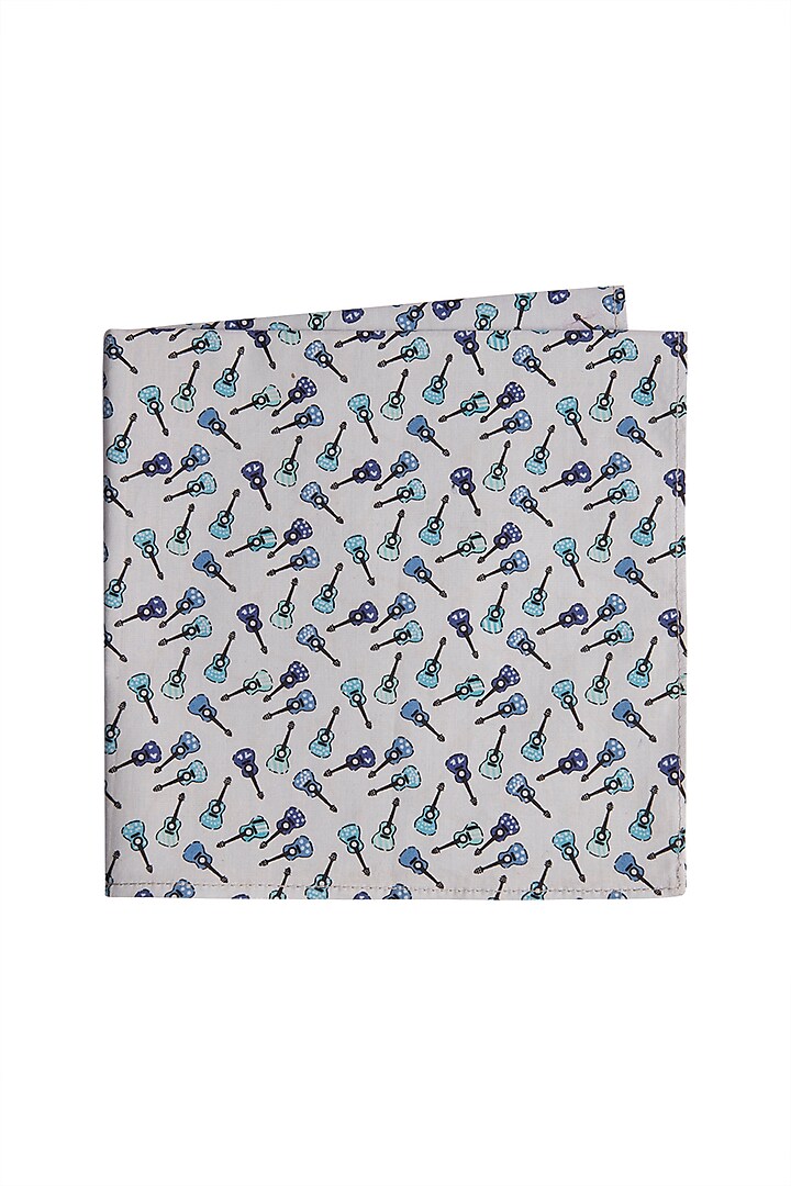 Sky Blue Printed Pocket Square by Bubber Couture