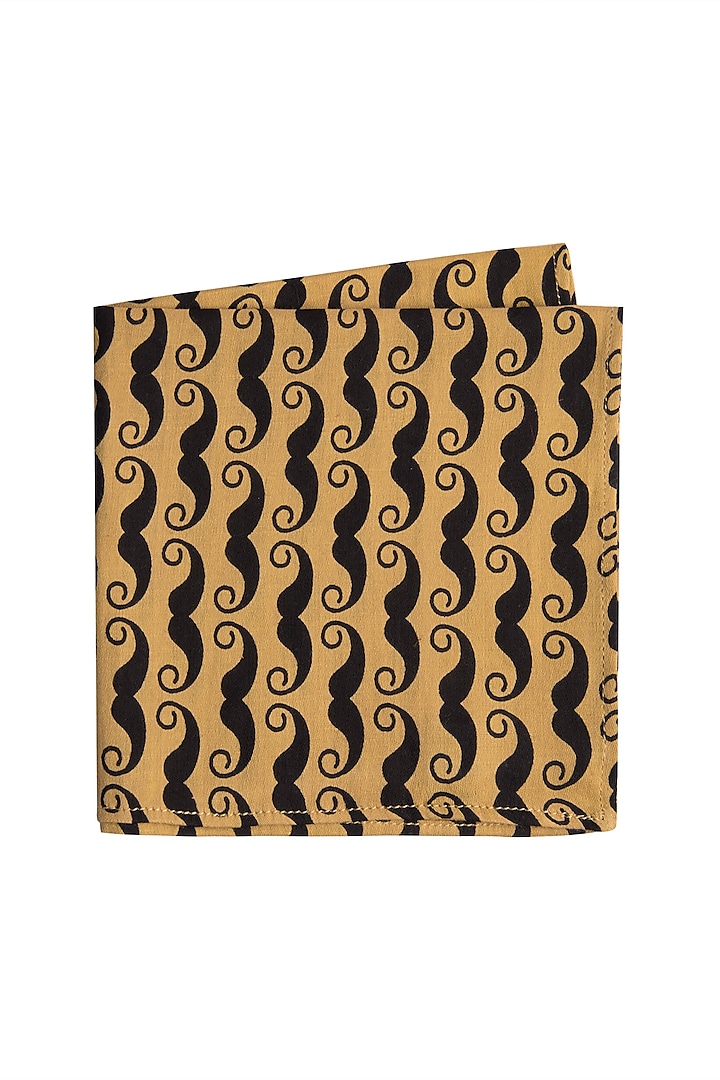 Beige Printed Pocket Square by Bubber Couture