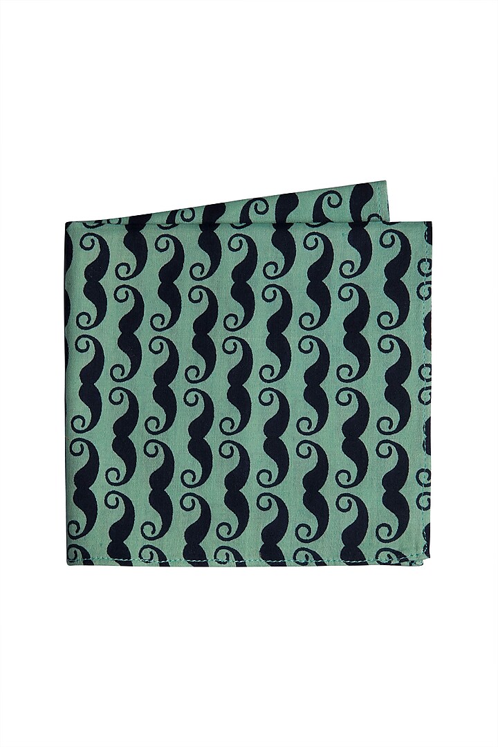Blue Printed Pocket Square by Bubber Couture