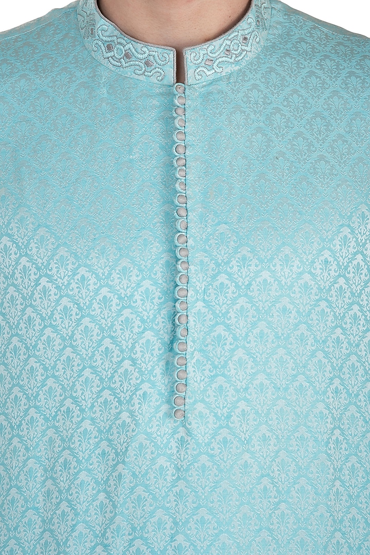 Sky blue embroidered kurta set available only at Pernia's Pop Up Shop.