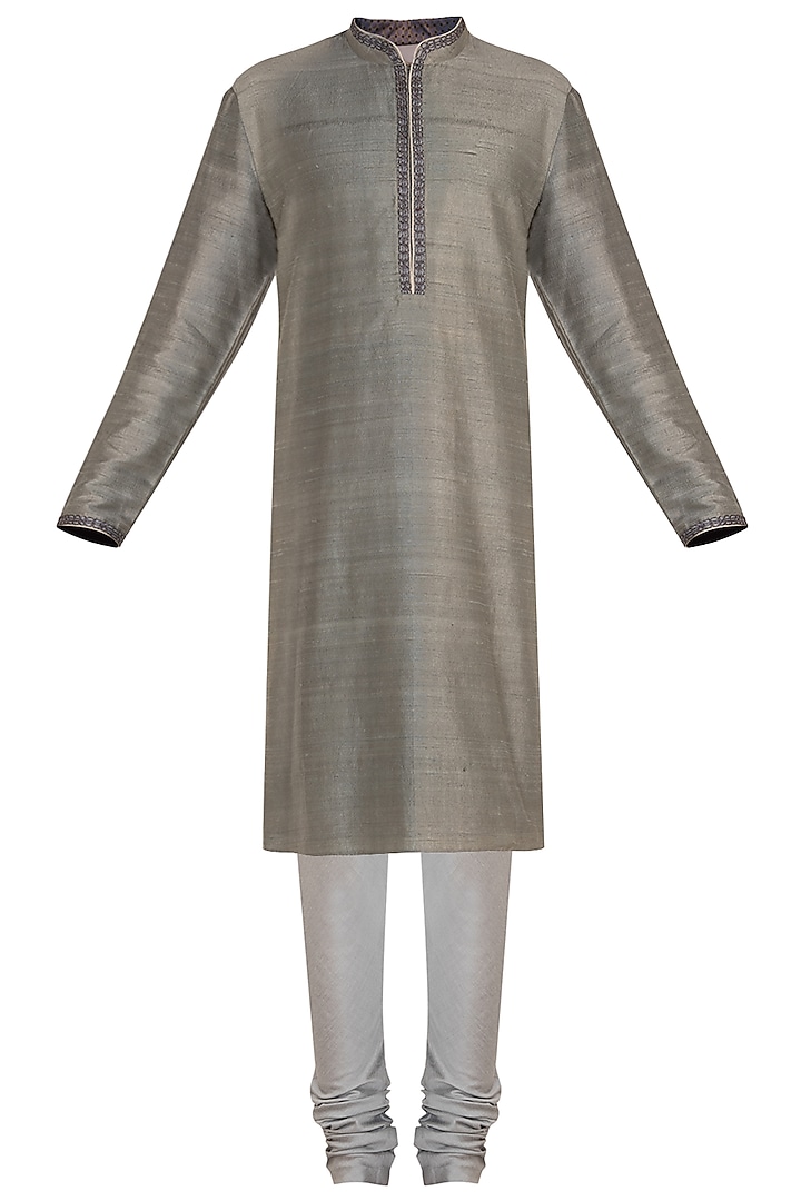 Grey embroidered kurta set by Bubber Couture