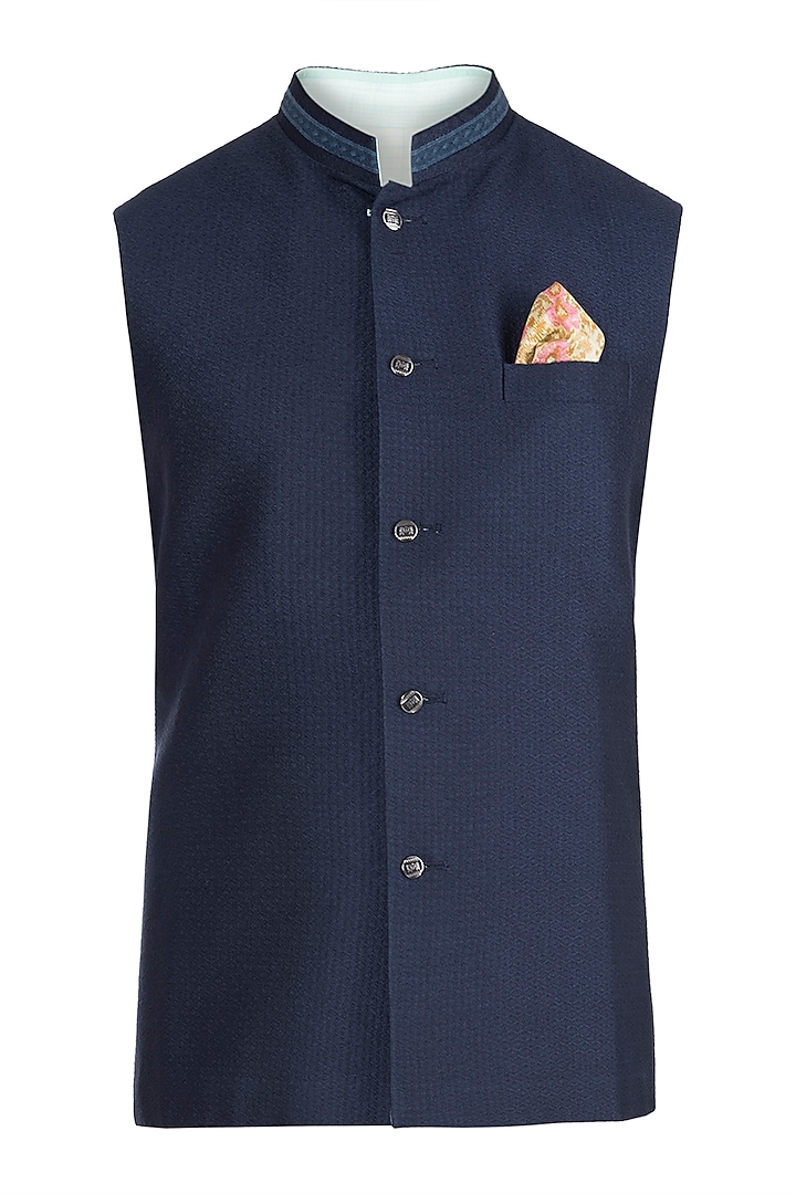Navy blue bundi jacket by Bubber Couture