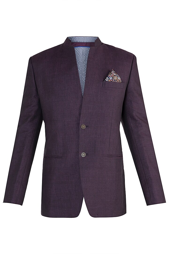 Wine bandhgala jacket by Bubber Couture