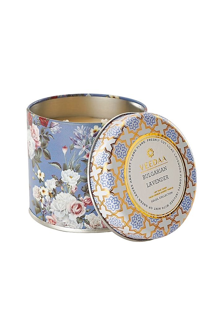 Multi Colored Bulgarian Lavender Mason Tin Scented Candle by VEEDAA