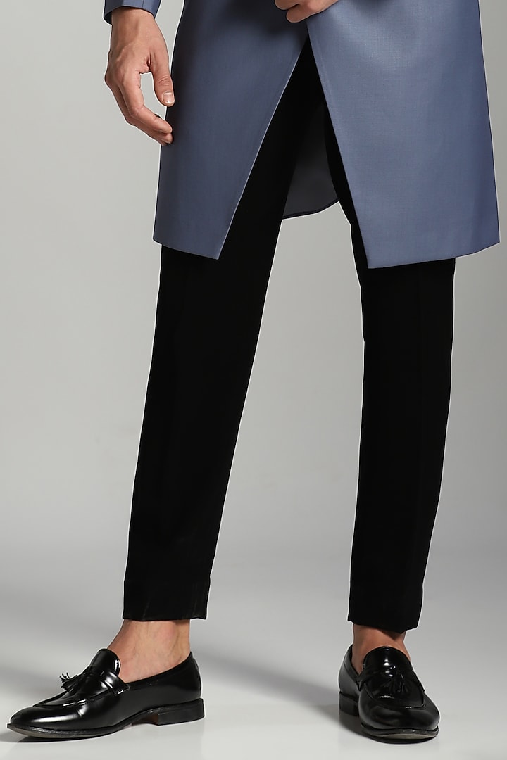 Blue Cotton Silk Embroidered Indo-Western Set by Bhavya Bhasin at Pernia's Pop Up Shop