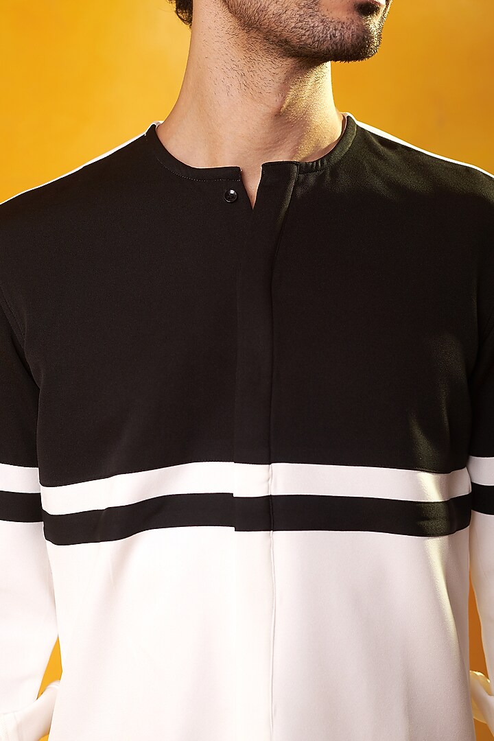 White & Black Banana Crepe Co-Ord Set by Bhavya Bhasin at Pernia's Pop Up Shop