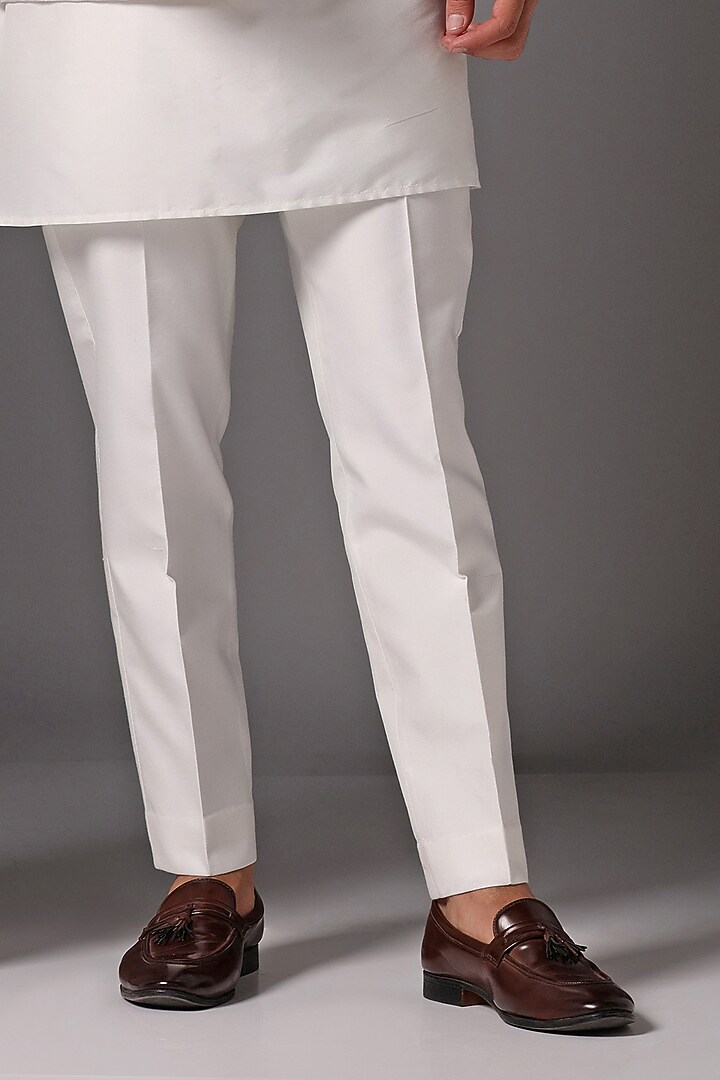 Ivory Dupion Silk Embroidered Nehru Jacket Set by Bhavya Bhasin at Pernia's Pop Up Shop